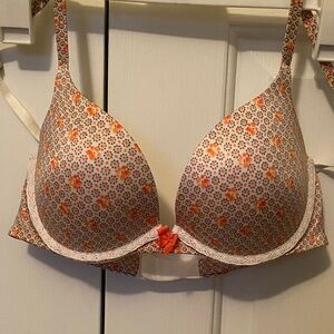 Aerie “Brooke” Floral Bra with Coral and Dusty Blue Accents - 34C